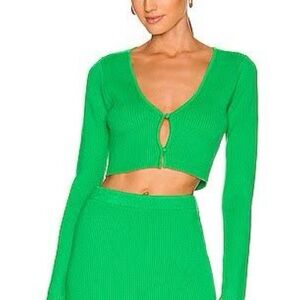 AFRM Vibrant Green Long Sleeve Medium Crop Top with skirt (set)